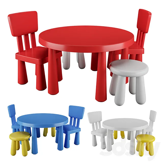 Children chair Children round table Mammut 3ds Max