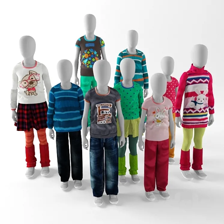 Children mannequins abstract 3DS Max Model