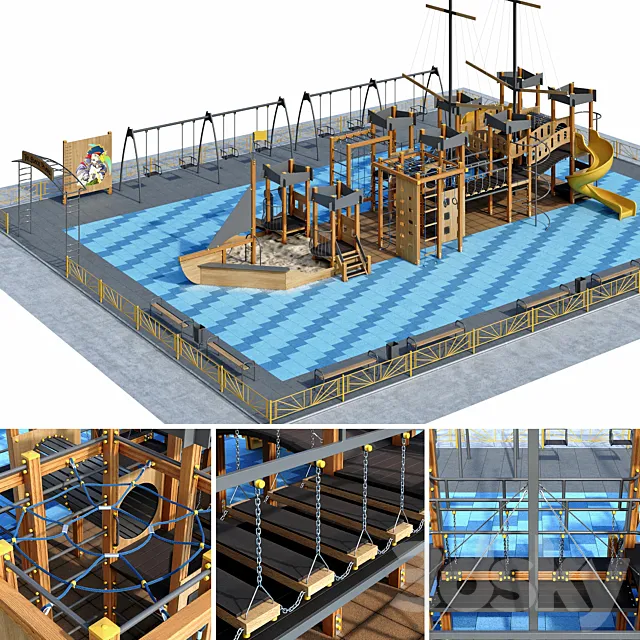 Children playground “Pirate ship”. Boat. Sailboat 3dsMax Model