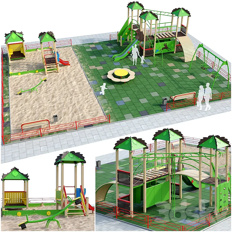 Children playground with a large sandbox 3DS Max