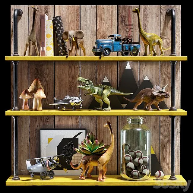 Children set (elephant dinosaur aircraft) 3dsMax Model