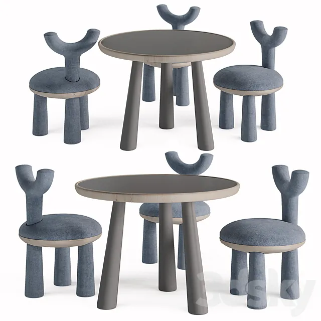Children Table and Chairs set by Flow 3DSMax File