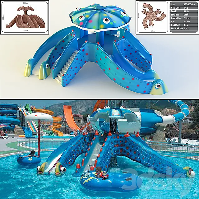 Children waterslide: Octopus Slide. 3DSMax File