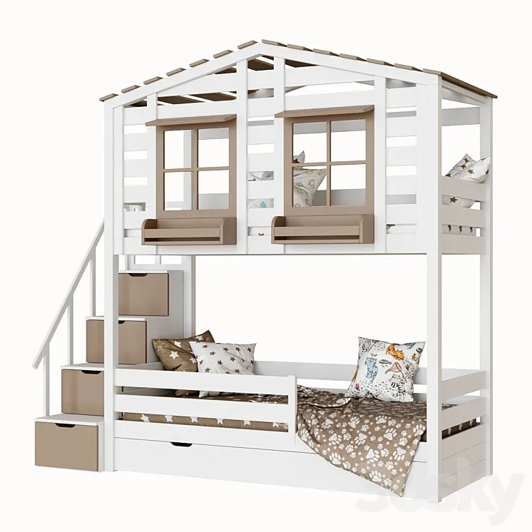 Children's 2-level bed lodge Bilbao 3DS Max