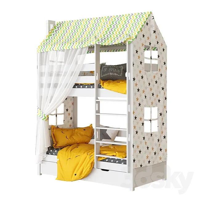Children’s bed 2-tiered house Madrid Set 2 3ds Max