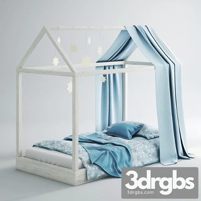 Childrens Bed House 01 Blue 3dsmax Download