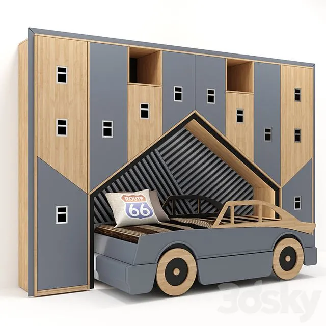 Childrens bed machine and wardrobe 3dsMax Model
