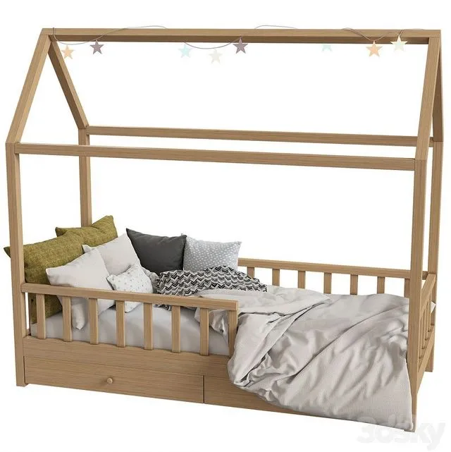 Children’s bed with columns 3dsMax Model
