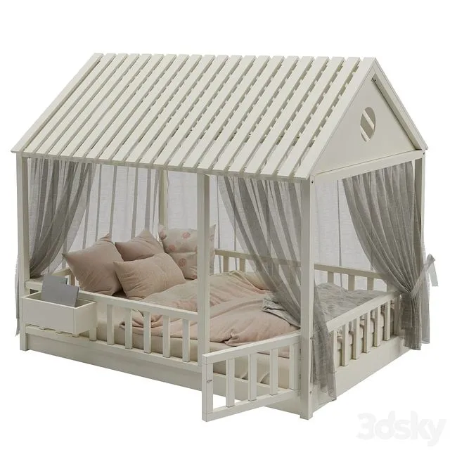 Children’s bed with columns No. 3 3dsMax Model