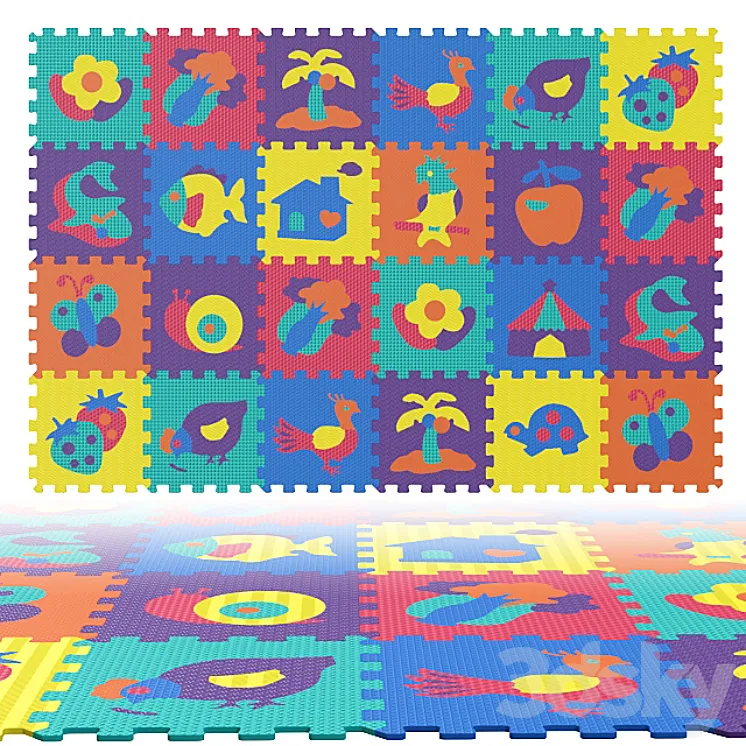 Children's carpet puzzle. 3DS Max