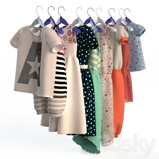 Children’s clothing on hangers 3DSMax File