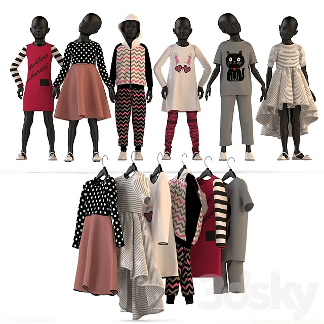 Children’s clothing on mannequins and hangers 2 3DS Max Model