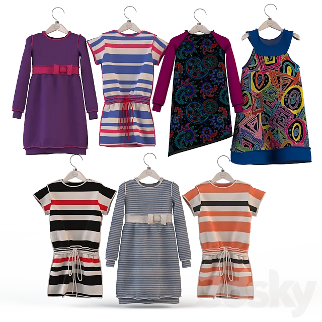 Children’s clothing on the shoulders for girls 3ds Max