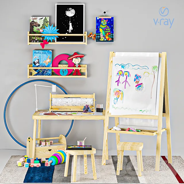 Children’s decor easel Ikea 3DS Max Model