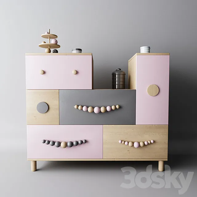 Children’s dresser with color boxes 3ds Max