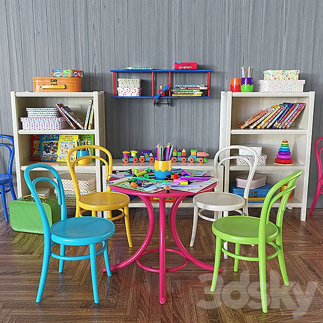 Children’s furniture with decor 3ds Max