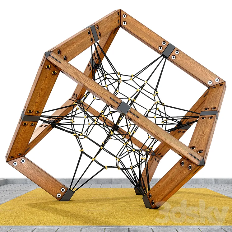 Children’s play rope complex Cube. Playground 3DS Max