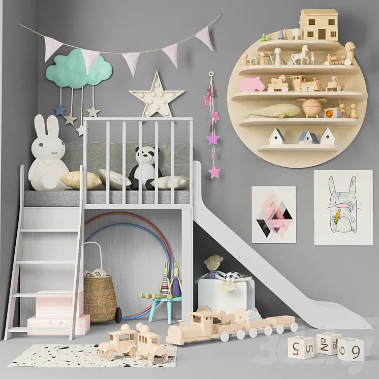 Children’s room with toys and furniture for children 3 3DS Max