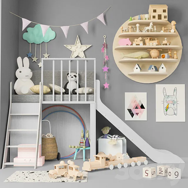 Children’s room with toys and furniture for children 3 3dsMax Model