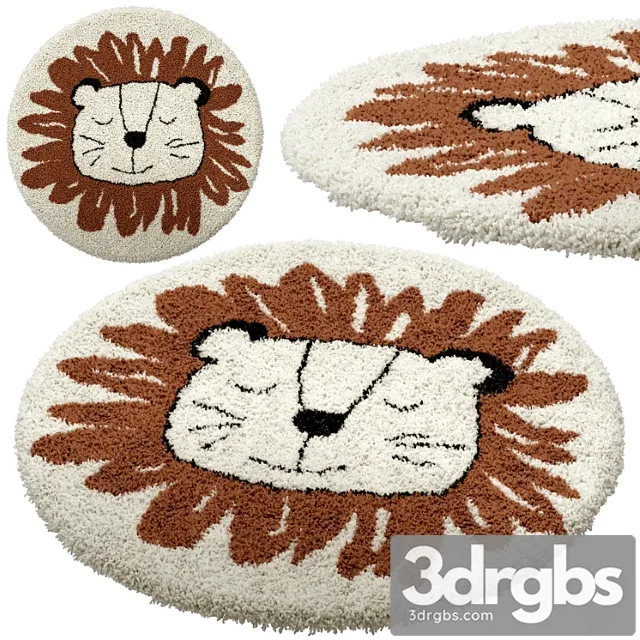 Childrens Round Carpet With Image of Lion Sim 3dsmax Download