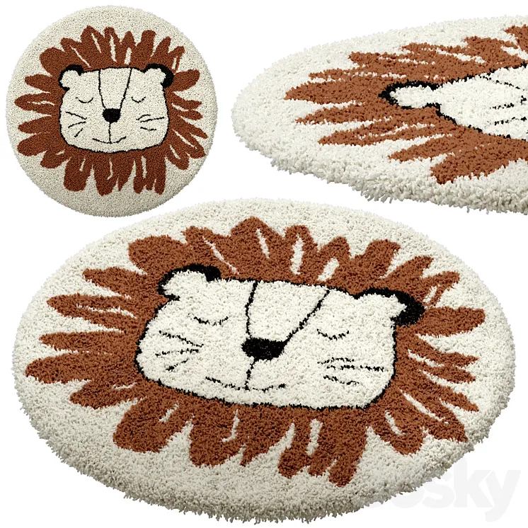 Children's round carpet with the image of a lion Syma 3DS Max Model