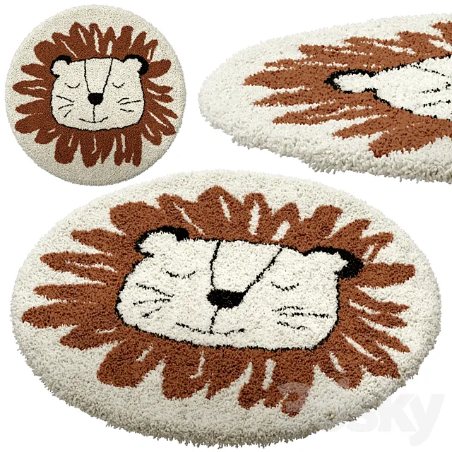 Children’s round carpet with the image of a lion. Syma 3DSMax File