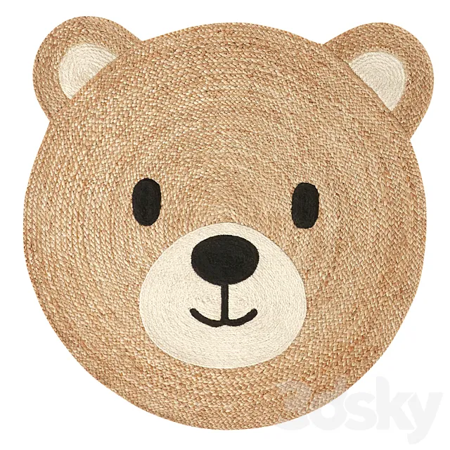 Children’s rug made of jute in the form of a bear cub’s head Osora from LA REDOUTE INTERIEURS 3ds Max