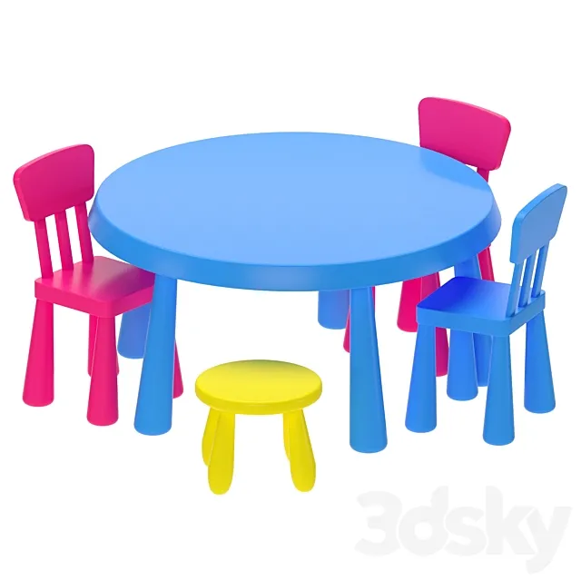 Children’s table and chairs MAMMUT IKEA 3dsMax Model