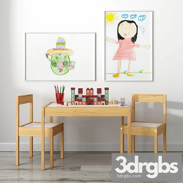 Childrens Table With Ikea Chairs and Xalingo Toy