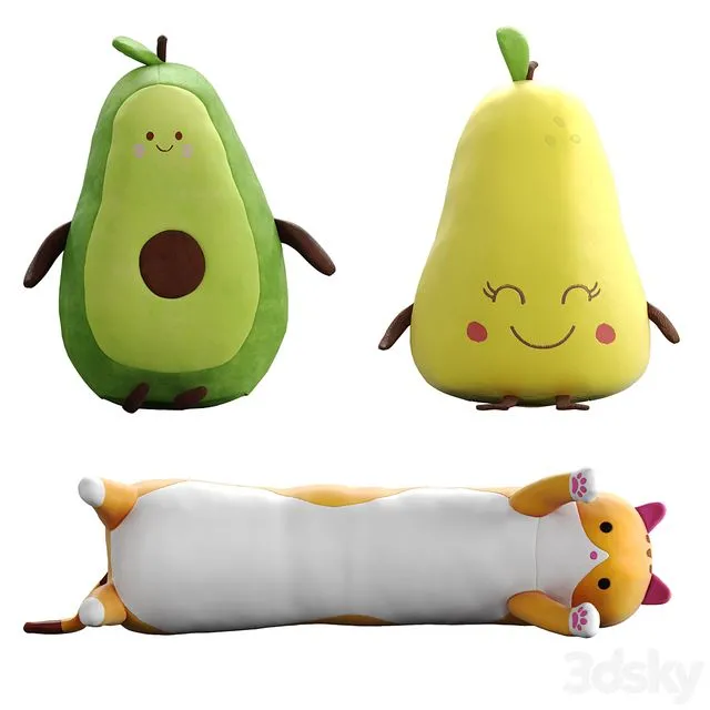 Childrens toys Avocado pear and cat 3dsMax Model
