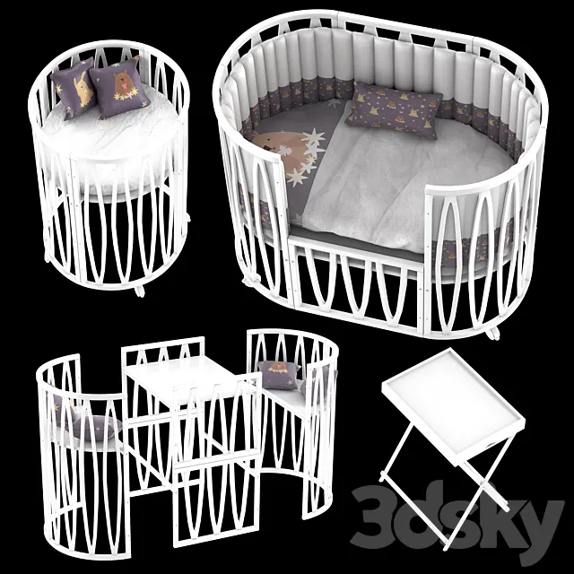 Children’s transforming bed 10 in 1 Incanto Estel Acqua white 3ds Max