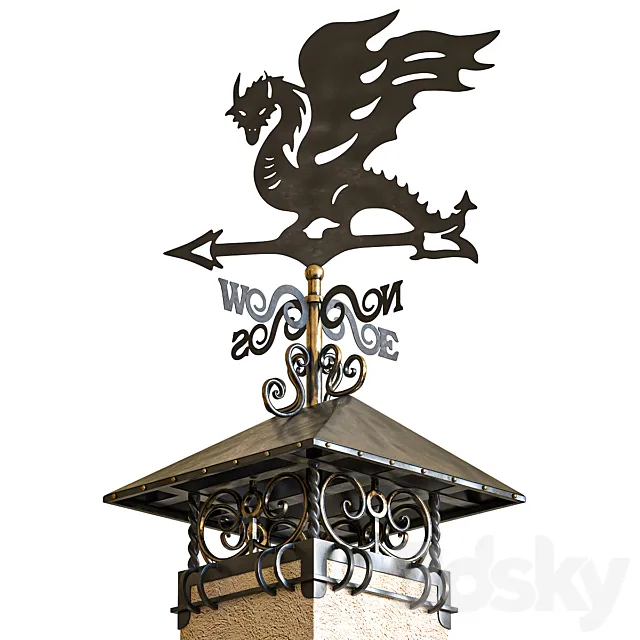 Chimney on a pipe with a weather vane 3ds Max