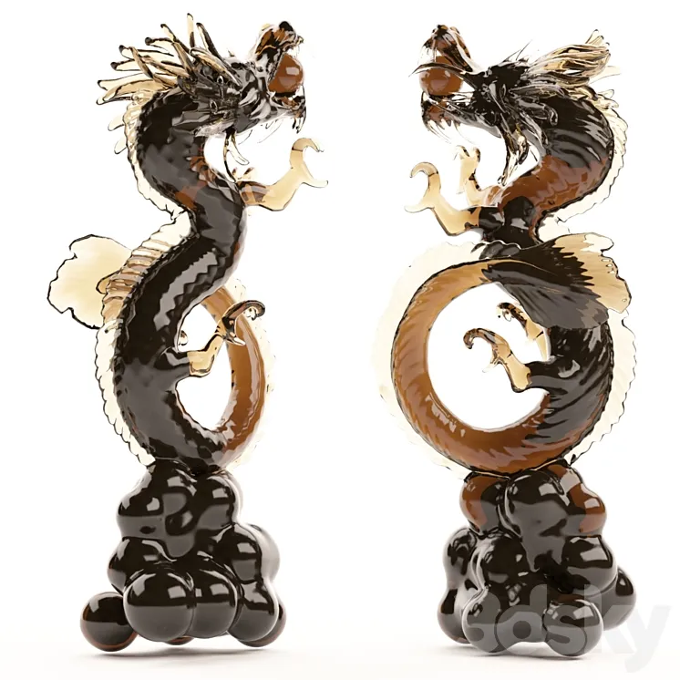Chinese Dragon Statue Model 3DS Max Model