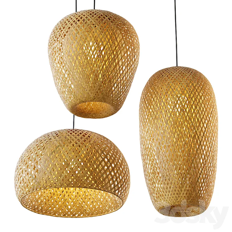Chinese pendant bamboo lamp 3DS Max