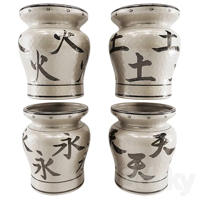 Chinese Vase Set 05 3DS Max Model