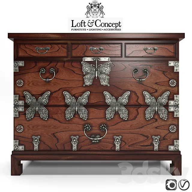 CHINOISERIE_CHEST _OF_DRAWERS_BUTTERFLY 3DS Max Model