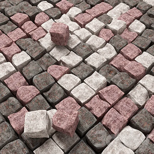 Chipped granite paving _ Paving granite chipped 3DS Max Model