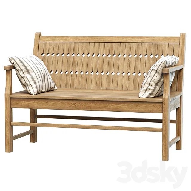 Chippendale Patio Bench _ Wooden Bench 3ds Max