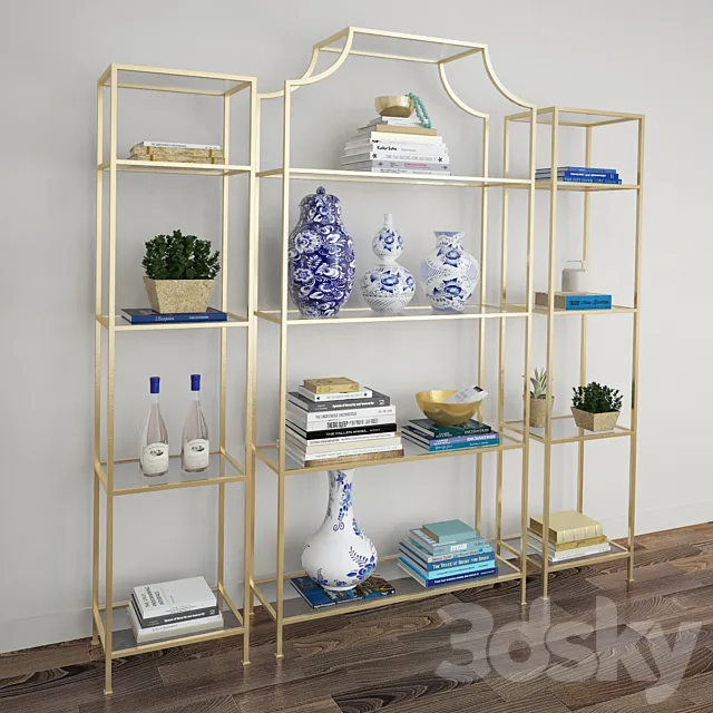 Chloe Etagere_Gold iron shelf 3ds Max