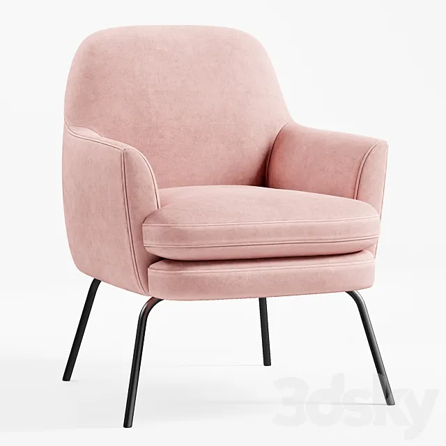 Chloe Velvet Arm Chair 3DS Max Model