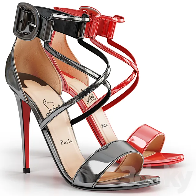 Choca Red Sole Sandals by Christian Louboutin 3ds Max