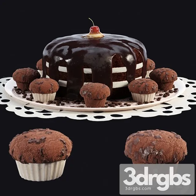 Chocolate cake and muffins 3dsmax Download