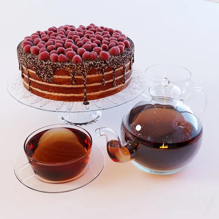 Chocolate cake & tea 3DS Max
