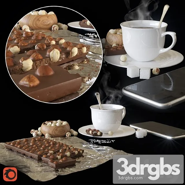 Chocolate coffee nuts 3dsmax Download