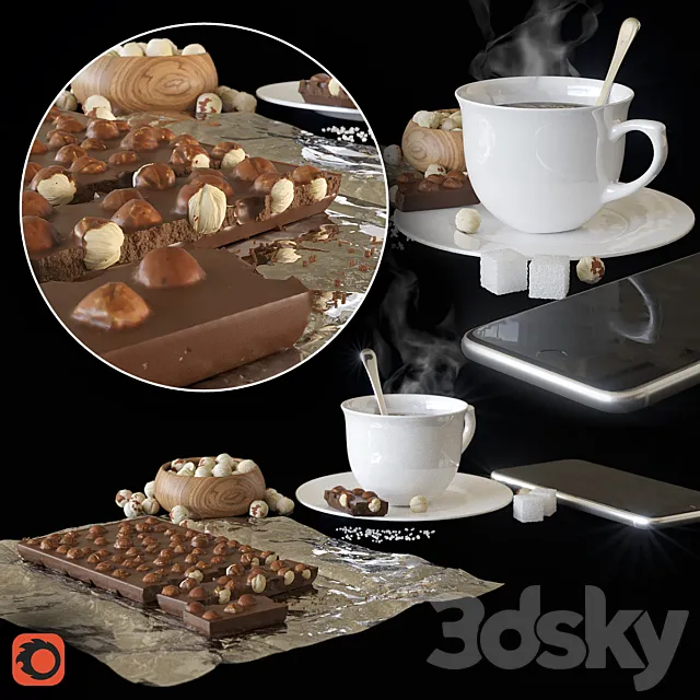 Chocolate. coffee. nuts 3DSMax File