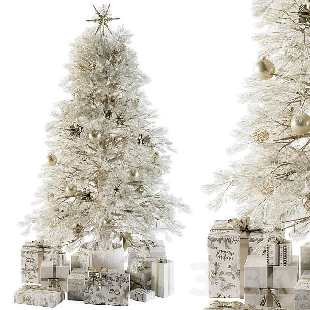 Christmas Decoration 01 – Christmas White Tree with Gift 3DSMax File