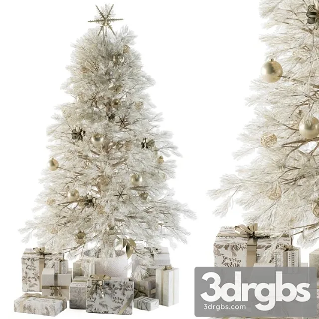 Christmas decoration 01 – christmas white tree with gift