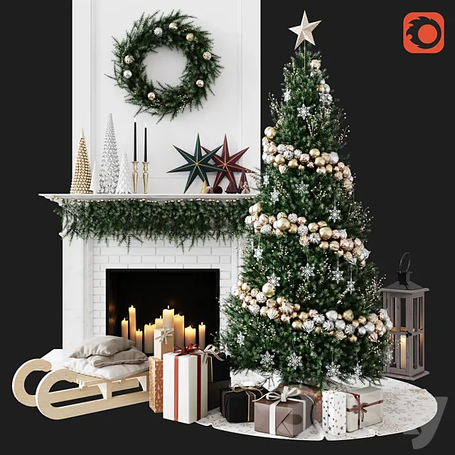 Christmas Decorative set sk_1 (Corona) 3DSMax File