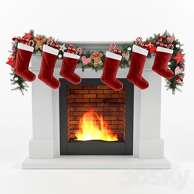 Christmas fireplace 3DS Max Model