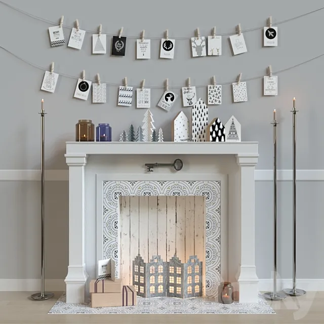 Christmas fireplace 3ds Max